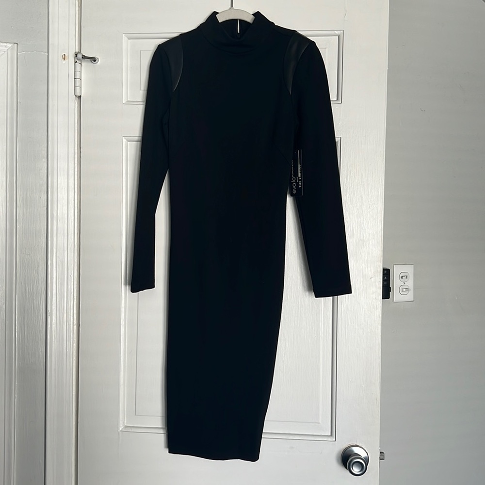 Limited - Black below the knee long sleeve knit dress